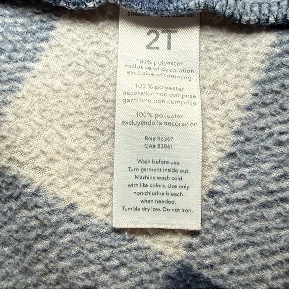 OshKosh B’gosh Toddler Fleece Zip Jacket Navy Blue & Gray Plaid | 2T - Picture 4 of 6